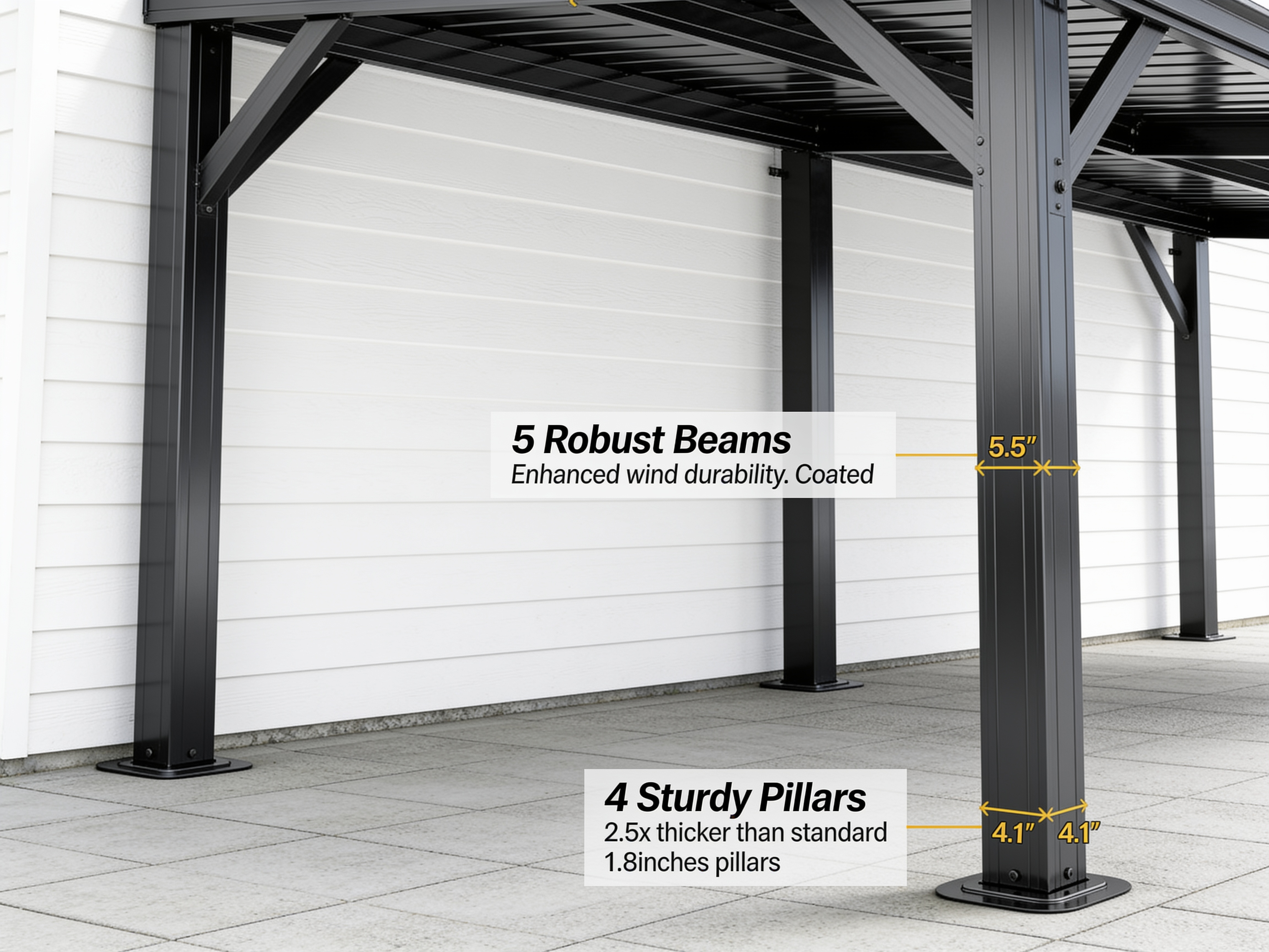 Slate 8×10 ft Wall-Mounted Lean-To Gazebo with Drainage