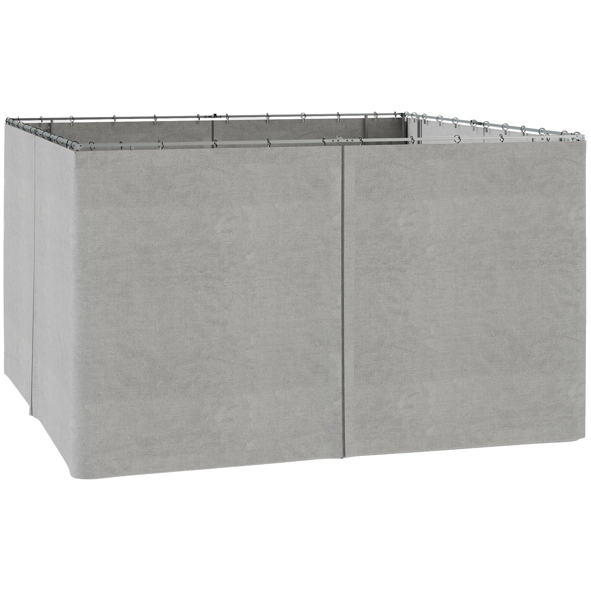 Set of four light grey zip-on privacy curtain panels for a gazebo