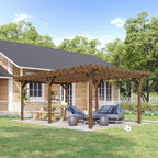 Large 12 by 20 foot wooden pergola with grape trellis along a walkway