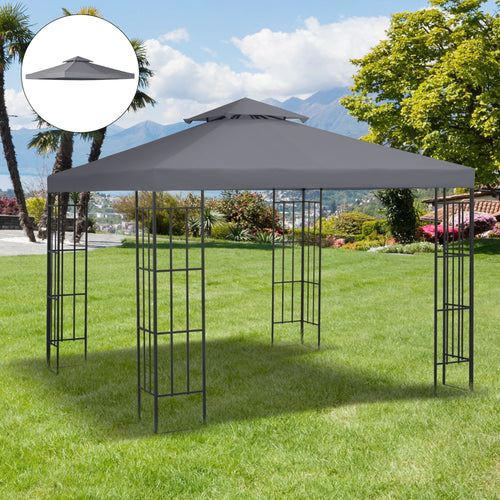 Dark gray two-tier replacement canopy top for a 10 by 10 foot gazebo