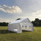 Large white party tent and carport with sidewalls