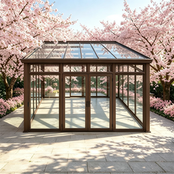 Four-Season Aluminum Conservatory Sunroom with Tempered Glass for Custom Backyards