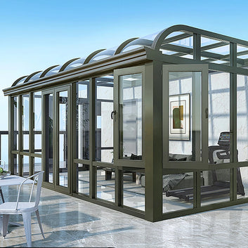 Custom-Size Aluminum Sunroom with Tempered Glass Roof for All-Season Backyard & Patio Use