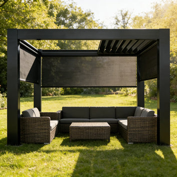 Heavy-Duty Aluminum Pergola with Electric Louvered Roof, Waterproof & Rust-Resistant Frame