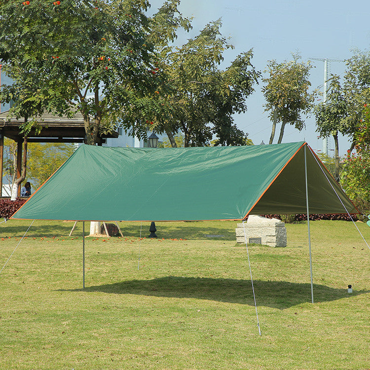 Silver-coated waterproof canopy tarp providing shade outdoors