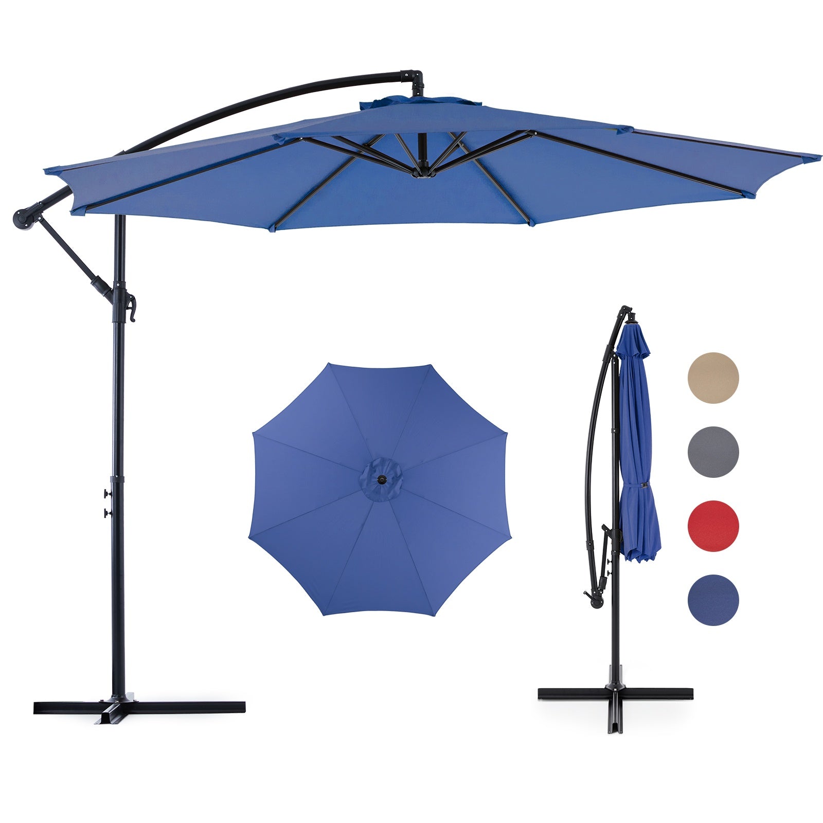 Cantilever offset patio umbrella shading an outdoor seating area